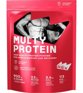 Multy Protein ProteinRex «Коктейль со вкусом клубничного мороженого», 900 г